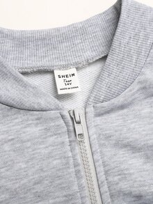 Teen Girls Teen Girl Autumn Grey Casual Long Sleeve Set Long Streetwear Daily Webbing Sport Sweatshirt Jacket Back To School - Grey - View 7