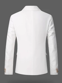 Calvornis Men's White Pocket Chain Casual Fashion Blazer Suitable For Wedding Season And Regular Party Occasions, Formal, Ceremony - White - View 2