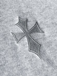 Manfinity Roghcode Men's Streetwear Hot-Selling 3D Embroidered Cross High Neck Pullover Sweatshirt, Boyfriend/Husband Gift, Anniversary Gift - Light Grey - View 3