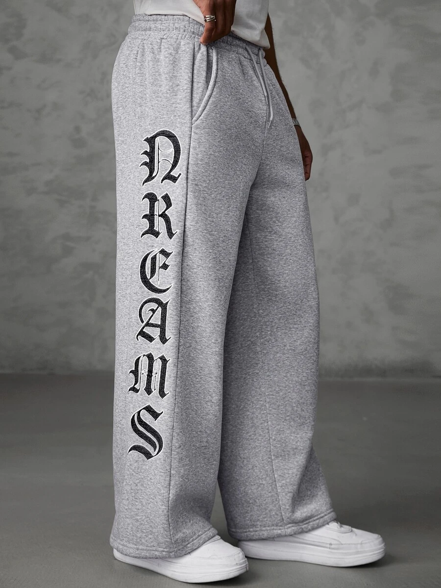 SLATEMANN Men's Letter Pattern Casual Everyday Sweatpants - Grey - View 1