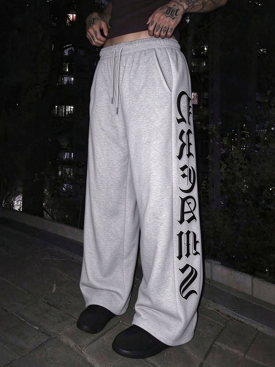 SLATEMANN Men's Letter Pattern Casual Everyday Sweatpants - Grey - View 1