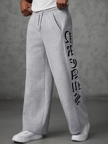 SLATEMANN Men's Letter Pattern Casual Everyday Sweatpants - Grey - View 5