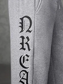 SLATEMANN Men's Letter Pattern Casual Everyday Sweatpants - Grey - View 6