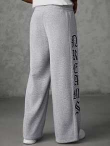 SLATEMANN Men's Letter Pattern Casual Everyday Sweatpants - Grey - View 4