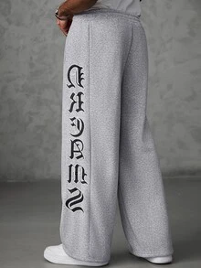 SLATEMANN Men's Letter Pattern Casual Everyday Sweatpants - Grey - View 2