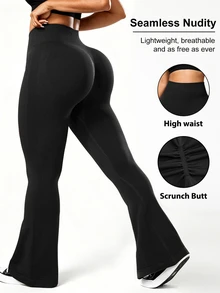 Rhythm Era Seamless Plus Size Flare Leggings - Black - View 7