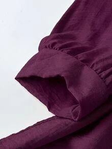 Modelyn 女款花卉刺繡圖案休閒波西米亞風百搭日常穿著早午餐茶會襯衫花園派對度假深紫色花卉 - 紫色 - 查看 9