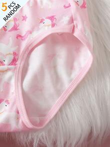 SHEIN Random 5 Pcs Young Girl Unicorn Heart Bow Triangle Bloomers Cute Mixed Print Young Girl Bottoms - Multicolor - View 6