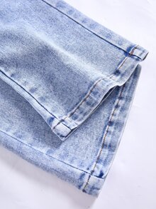 Genkimix Kids 3pcs Young Girls Denim Flare Pants Set,Solid Color Dark Blue Slim Fit Stretchy Flared Jeans,Casual Back-To-School Street Fashion For Spring/Summer - Multicolor - View 8