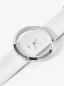 Opalesca 1pc Minimalist Round Pointer Quartz Watch & 1pc Butterfly Charm Bracelet As A Gift For Students Returning To School - White - View 7