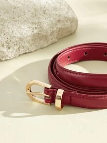 Opalesca 1pc Red PU (Polyurethane) Leather Casual Retro Elegant Belt For Women, Suitable For Daily, Work, Date Outfit With Jeans, Trousers, Skirts - Red - View 4