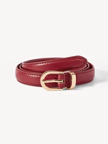 Opalesca 1pc Red PU (Polyurethane) Leather Casual Retro Elegant Belt For Women, Suitable For Daily, Work, Date Outfit With Jeans, Trousers, Skirts - Red - View 1
