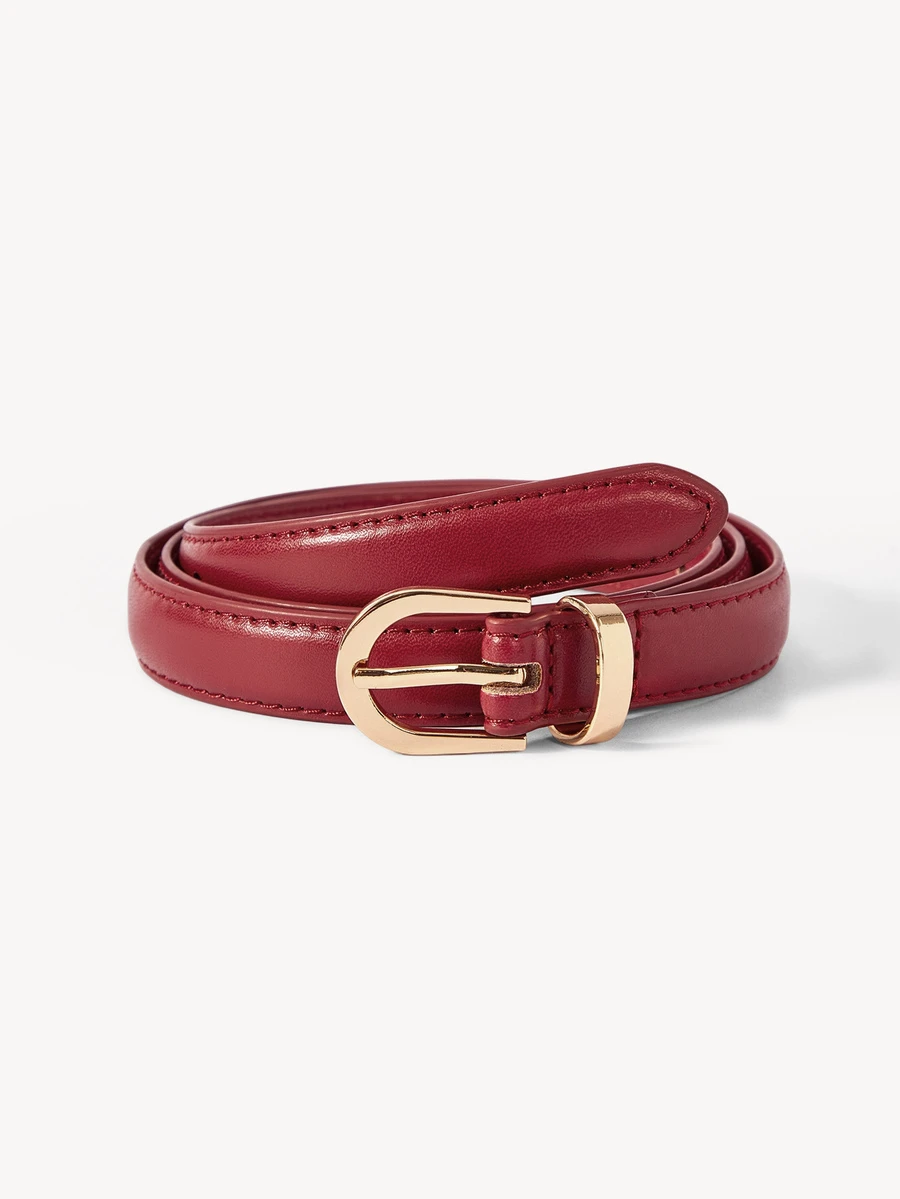 Opalesca 1pc Red PU (Polyurethane) Leather Casual Retro Elegant Belt For Women, Suitable For Daily, Work, Date Outfit With Jeans, Trousers, Skirts - Red - View 1