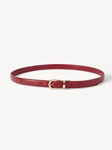 Opalesca 1pc Red PU (Polyurethane) Leather Casual Retro Elegant Belt For Women, Suitable For Daily, Work, Date Outfit With Jeans, Trousers, Skirts - Red - View 3