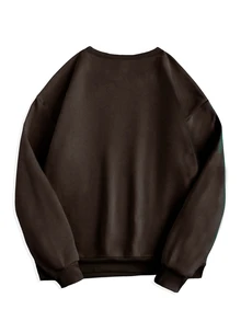 INAWLY Women's Letter Pattern Casual Daily Wear Sweatshirt - Brown - View 2