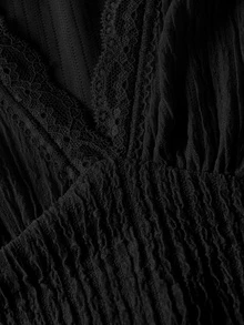 SHEIN MOD Plus Size Women's V-Neck Lace-Trimmed Black Tank Jumpsuit , Suitable For Vacations Or Everyday Outings.Fall/Summer - Black - View 4