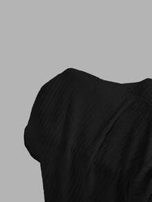 SHEIN MOD Plus Size Women's V-Neck Lace-Trimmed Black Tank Jumpsuit , Suitable For Vacations Or Everyday Outings.Fall/Summer - Black - View 7