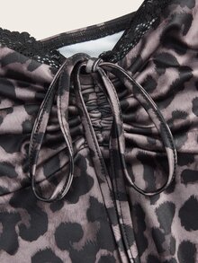 Opulessa Women's Lace Patchwork Leopard Print Camisole - Apricot - View 7