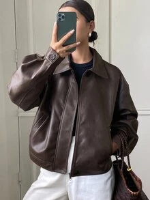 DAZY 女款休閒保暖內裡夾克，秋冬款 - 紫紅色 - 查看 4