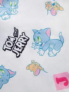 TOM & JERRY X SHEIN 男婴休闲日常通勤可爱卡通字母图案短袖T恤和背带裤套装，夏季 - 藍色 - 查看 6