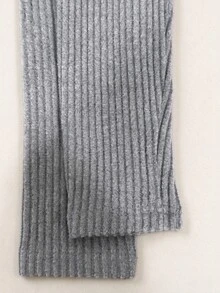 Glimmora Women's Autumn/Winter Stand Collar Cross V-Neck Ribbed Knit Slim Fit Flattering Long Sleeve Base Layer - Grey - View 6