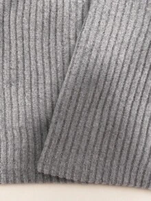 Glimmora Women's Autumn/Winter Stand Collar Cross V-Neck Ribbed Knit Slim Fit Flattering Long Sleeve Base Layer - Grey - View 5