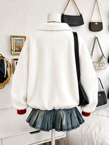 Lalippa Women's Cherry Pattern Casual Everyday Sweatshirt - White - View 2