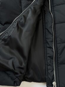 Elamini Women's Casual Fashionable Versatile Pocket Cinched Waist Padded Coat, Suitable For Outings, Commuting, And Gatherings, Autumn/Winter - Black - View 9