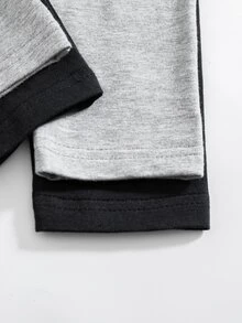 SHEIN 2件裝女童裙褲內搭褲，黑色與麻灰，95%棉質柔軟透氣高腰裙褲，休閒日常校園派對穿搭 - 彩色 - 查看 7