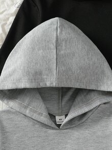 女童新款秋冬黑色、灰色、灰花卉與豹紋拼接可愛休閒百搭連帽套頭運動衫 - 彩色 - 查看 4
