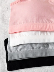SHEIN Tween女孩兒童春夏新款簡約休閒加厚親膚隨機4件組 - 彩色 - 查看 5
