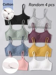 SHEIN Tween女孩兒童春夏新款簡約休閒加厚親膚隨機4件組 - 彩色 - 查看 1