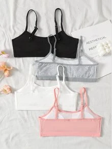 SHEIN Tween女孩兒童春夏新款簡約休閒加厚親膚隨機4件組 - 彩色 - 查看 3