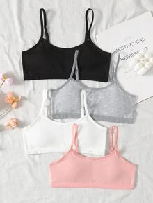 SHEIN Tween女孩兒童春夏新款簡約休閒加厚親膚隨機4件組 - 彩色 - 查看 2