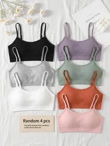 SHEIN Tween女孩兒童春夏新款簡約休閒加厚親膚隨機4件組 - 彩色 - 查看 7