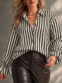 Ceyna Plus Size Lightweight Fabric Snake Print Long Sleeve Shirt - Multicolor - View 6