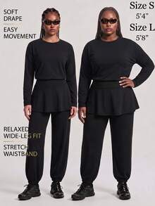 Innovista Innovista Women's Plus Size 2 In 1 Daily Fitness Sports Leggings - Black - View 2