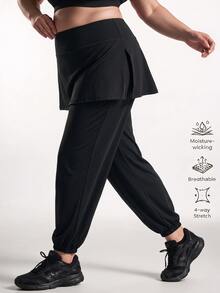 Innovista Innovista Women's Plus Size 2 In 1 Daily Fitness Sports Leggings - Black - View 9