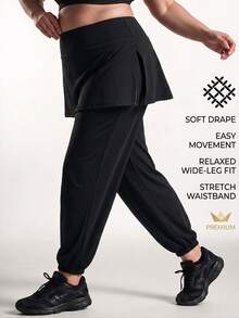 Innovista Innovista Women's Plus Size 2 In 1 Daily Fitness Sports Leggings - Black - View 1
