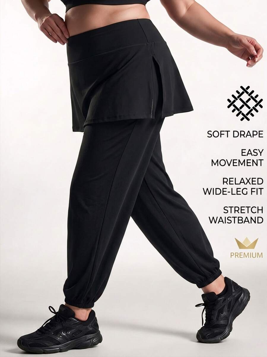 Innovista Innovista Women's Plus Size 2 In 1 Daily Fitness Sports Leggings - Black - View 1