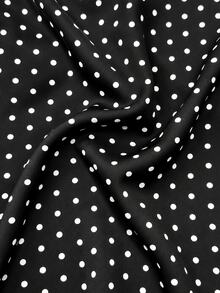 Yasmyna Women Spring Autumn Outfit Black Polka Dot White Eyelash Lace Trim Open Abaya Maxi Robe Long Sleeve Modest Dress For Daily Prayer Family Gathering - Multicolor - View 10