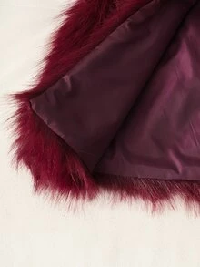 SHEIN Tween Girl Coat Fleece Fall Clothes Casual Fashionable Minimalist Solid Color Faux Fur Sleeveless Vest, Autumn/Winter - Burgundy - View 5