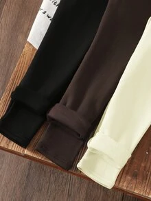 SHEIN Young Girl 3PCS Young Young Girl Girls Leggings Young Girl Brown Summer - Multicolor - View 3