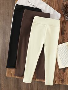 SHEIN Young Girl 3PCS Young Young Girl Girls Leggings Young Girl Brown Summer - Multicolor - View 6