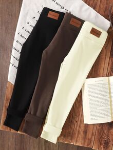 SHEIN Young Girl 3PCS Young Young Girl Girls Leggings Young Girl Brown Summer - Multicolor - View 2