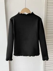 SHEIN Tween女孩秋冬保暖內裡加厚百搭簡約長袖上衣 1件裝，3款設計隨機發貨 - 白色 - 查看 7