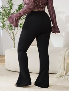 Solflare Plus Size Women's Black Extra Long Leggings, Autumn/Winter - Black - View 2