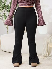 Solflare Plus Size Women's Black Extra Long Leggings, Autumn/Winter - Black - View 4