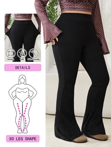 Solflare Plus Size Women's Black Extra Long Leggings, Autumn/Winter - Black - View 1