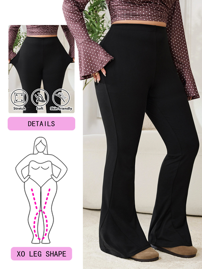 Solflare Plus Size Women's Black Extra Long Leggings, Autumn/Winter